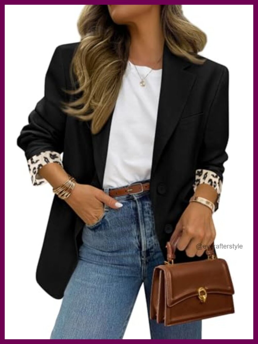Womens Open Front Leopard Lined Blazer Suit Jacket Notch Lapel Business Casual